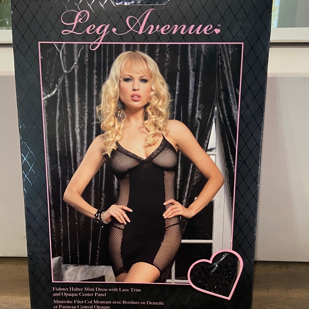 Leg Avenue Black Fishnet Halter Dress